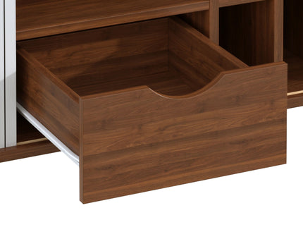 Fluted Liquor & Coffee Bar Cabinet With 6 Wine Racks And 3 Glass Holders