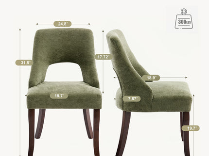 Upholstered Dining Chair With Curved Legs (Set of 2) - Green
