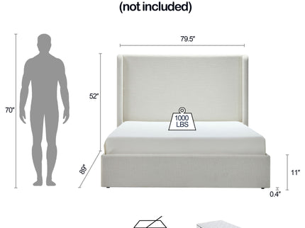 Carmen - California King Size Upholstered Wingback Bed - Ivory