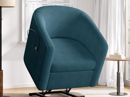 Power Lift Recliner Barrel Shape Reclining Chair With Footrest And Side Pocket