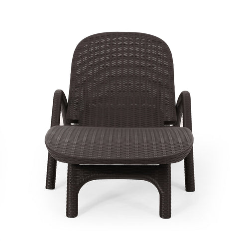Polypropylene Resin Chaise Lounge With Hand Crafted Details - Dark Brown