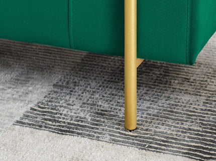 Elegant Upholstered Storage Bench With Cylindrical Arms And Iron Legs,