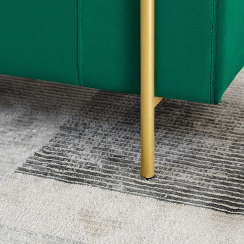 Elegant Upholstered Storage Bench With Cylindrical Arms And Iron Legs,