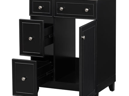 Transitional Style Bathroom Vanity Cabinet With Ceramic Sink