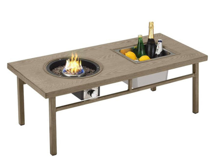 3 In 1 Outdoor Propane Fire Pit Table 50, 000 BTU With Ice Bucket - Beige