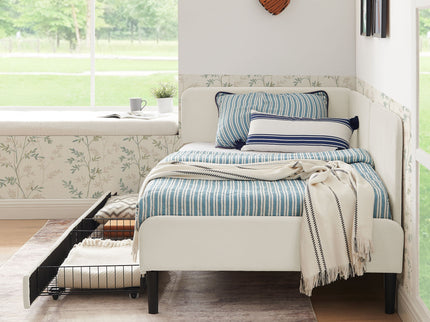 Upholstered Platform Bed Frame With 2 Storage Drawers And Adjustable Sofa Bed