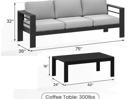 Outdoor Patio Set, All-Weather With Thick Cushions