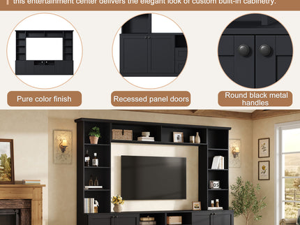 Farmhouse Elegant Entertainment Center Wall Unit With 4 Drawers