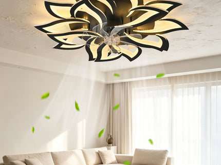 Ceiling Fan With Remote Control And Lights, 6 Speeds, 3 Color Temperatures, Low Profile Flush Mount