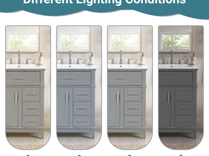 Modern Bathroom Vanity With Sink, Flip Drawer & 3 Drawers, Soft Close Hinges, Adjustable Shelf