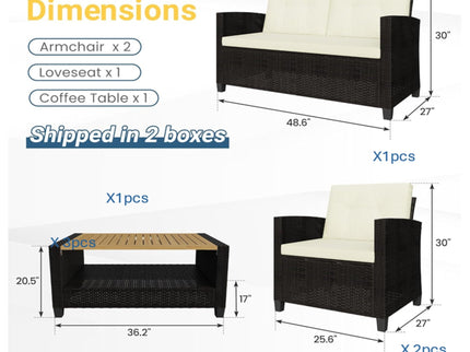 Modern All-Weather Patio Set With Cushions And Table
