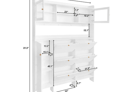 On Trend Multifunctional Tipping Bucket Shoe Cabinet With Storage Shelf & 6 Flip Drawers