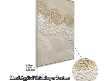 Framed Wall Art, Textured Canvas Painting With Accents, Decor For Living Room (Set of 2) - Antique White