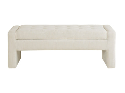 Elegant Soft Close Storage Bench Polyester Upholstery - Cream