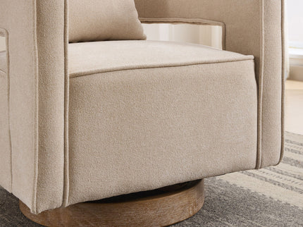 Swivel Accent Open Back Barrel Chair With Weathered Base