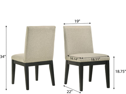 Roundhill Furniture - Rocco Contemporary Solid Wood Dining Chairs (Set of 2) - Beige