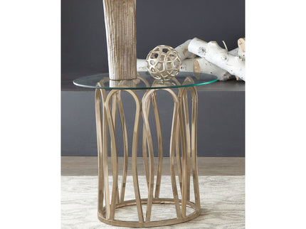 Round Glass Top Table With Polished Metal Base
