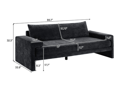 Upholstered 3 Seater Sofa With Wide Armrests