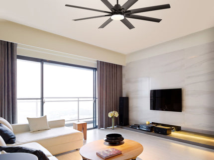Ceiling Fan With Dimmable LED Light, 8 Blades, Smart Remote Control, Reversible DC Motor For Home Office And Living Spaces - Matte Black