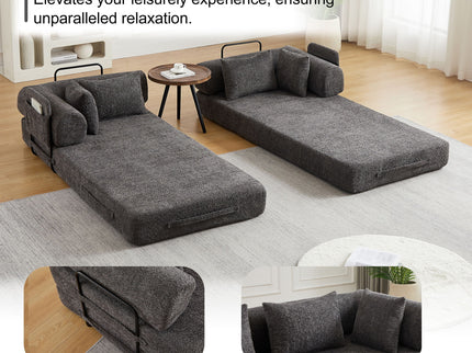 Convertible Sleeper Sofa Bed With Cylindrical Pillow