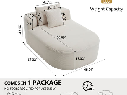 Oversized Chaise Lounge Sofa Bed With Deep Seat And Soft Pillows
