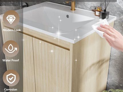 Bathroom Vanity With Ceramic Sink, Floor-Standing Design, Soft-Closing Drawers