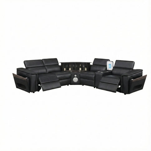 Nova - Sectional With Bluetooth Speaker, LED And Lifting Wine Cabinet