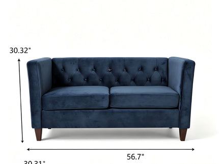 Button Tufted Loveseat, 2 Seater With Square Arm Couch For Living Room