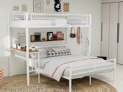 Bunk Bed With Built In Desk & Guardrail Frame