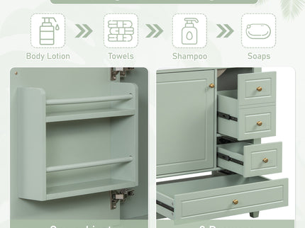 Freestanding Bathroom Vanity With Sink, Soft Close Door, 3 Drawers