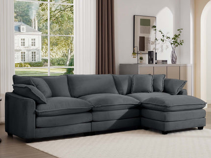 Modular Oversized Cushion Sofa With Ottoman, Low Back, Deep Seating Sofa Set