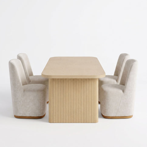 Dining Table Set With 4 Upholstered Dining Chairs
