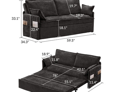 Pull Out Sofa Bed, Convertible Sleeper Sofa Couch, Side Storage, And USB / C - Type Charging Ports Chair