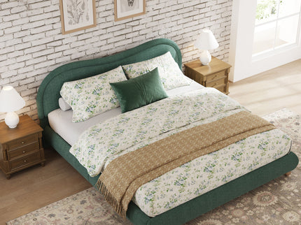 Upholstered Platform Bed Frame With Curved Headboard