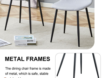 Modern Medieval Style Cushioned Side Chairs Set With Metal Legs For Kitchens