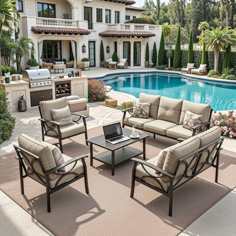 Patio Furniture Set & Coffee Table For Backyard