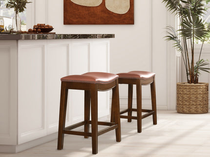 Barlow - Backless Saddle Counter Stool - Brown