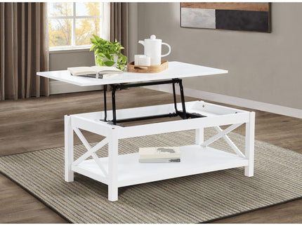 Slater - Lift Top Coffee Table With X Frame Design - White