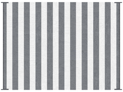 Outsunny - Reversible Outdoor Rug, 9' x 12' Waterproof Plastic Straw Floor Mat, Portable Rv Camping Carpet With Carry Bag, Large Floor Mat For Backyard, Deck, Picnic, Beach - Gray & White Striped