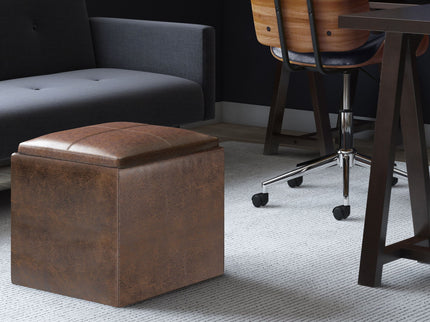 Rockwood - Upholstered Cube Storage Ottoman With Tray