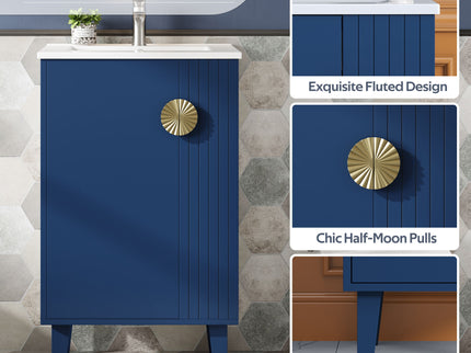 Bathroom Vanity With Sink, Soft-Close Door, Half-Moon Pulls