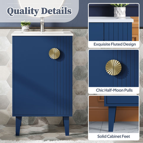 Bathroom Vanity With Sink, Soft-Close Door, Half-Moon Pulls