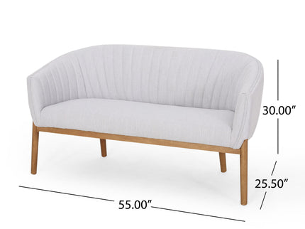 Mid Century Modern Loveseat With Channel Stitched Backrest