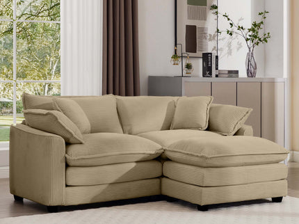 Oversized Modular Cushion Sofa With Ottoman, Low Back, Deep Seating Sofa Set