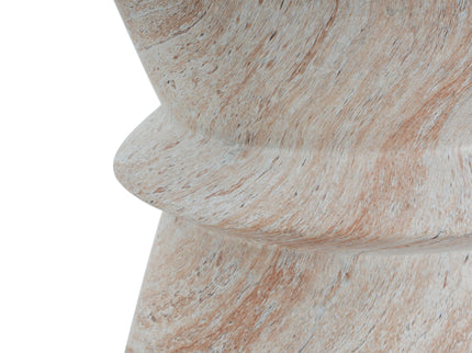 Outdoor / Indoor Lightweight Concrete Side Table With Travertine - Beige