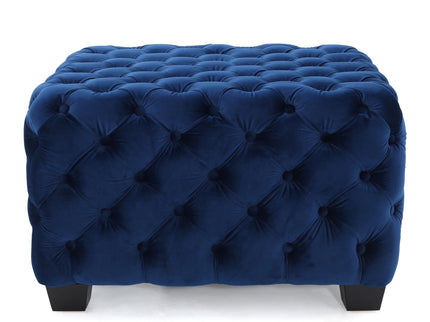 Modern Glam Ottoman With Upholstery And Button Tufted Design