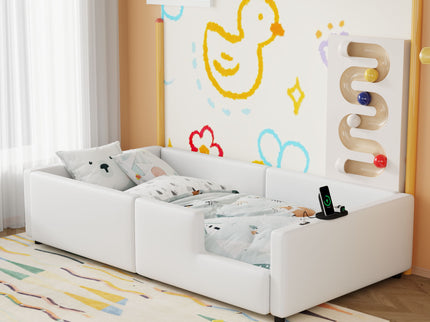 Platform Bed With Guardrail And Charging Station