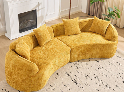 Curved Compressed Sofa, Nordic-Style Design For Living Room