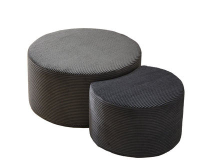 Modern Upholstered Round Coffee Table For Living Room (Set of 2)