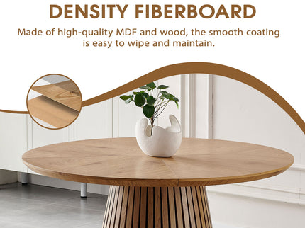 Round Dining Table For Dining Room - Natural Wood